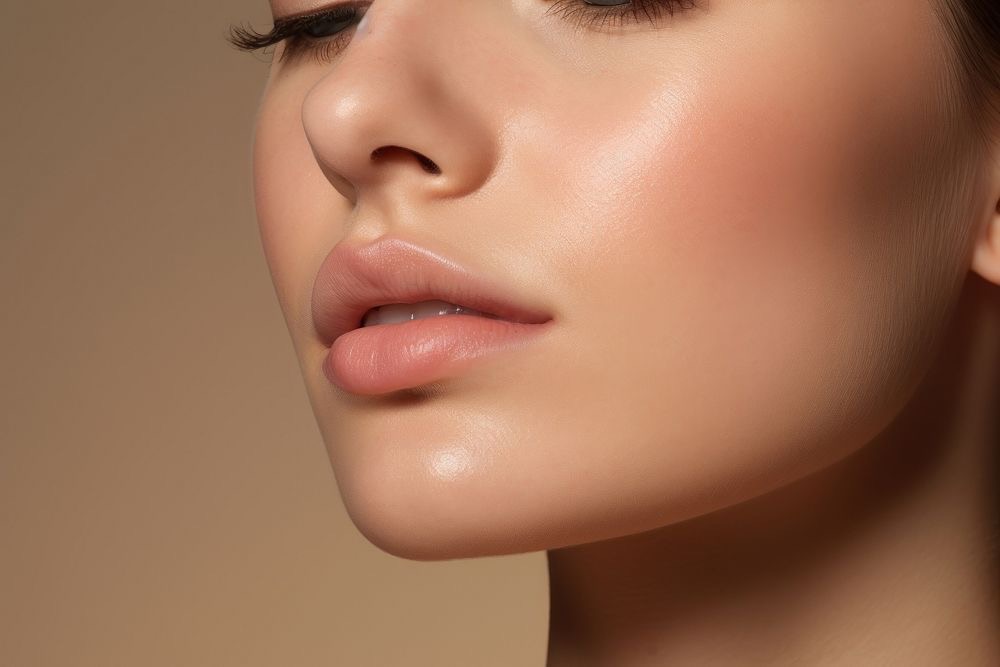 Close-up portrait focusing on lips and cheek