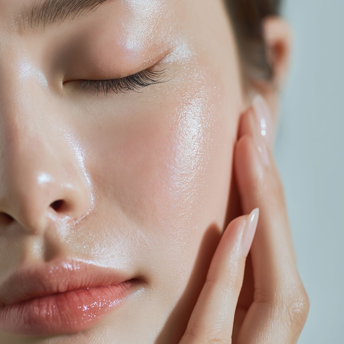 Close-up portrait of relaxed facial skin